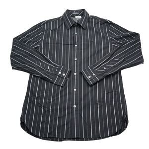 Vintage American Eagle Shirt Mens Medium Black Stripe Button Up Long Sleeve Logo